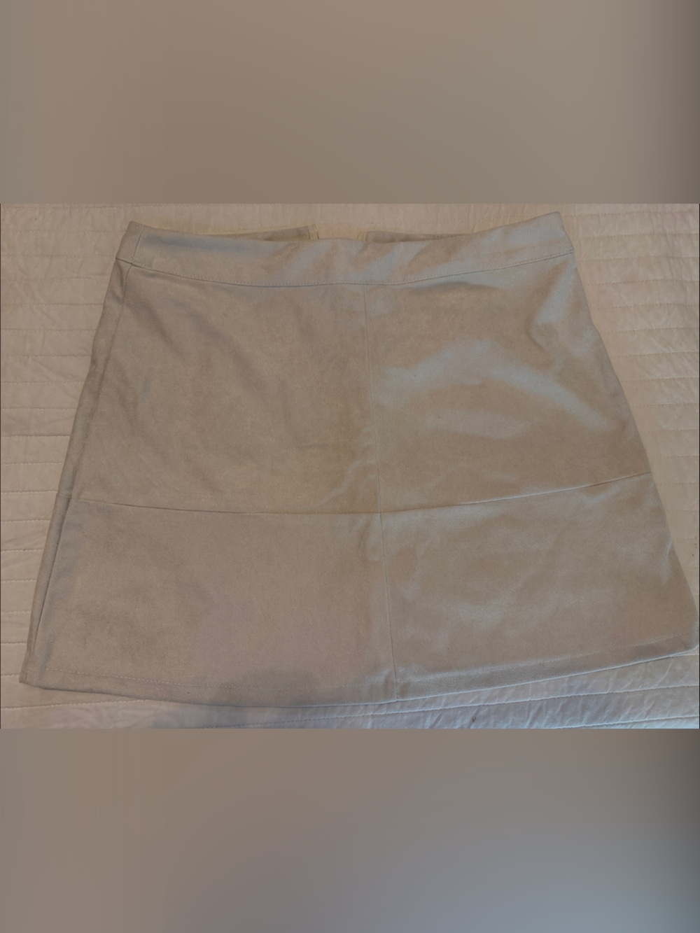 Lulu's Cream Suede-Look Panel Mini Skirt